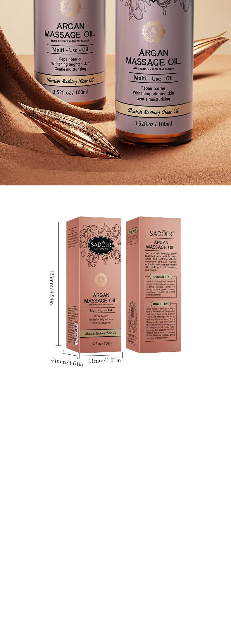 Huile d'Amande 100ml - Massage Corps Argan Olive Pure | Lencensa - Lencensa 