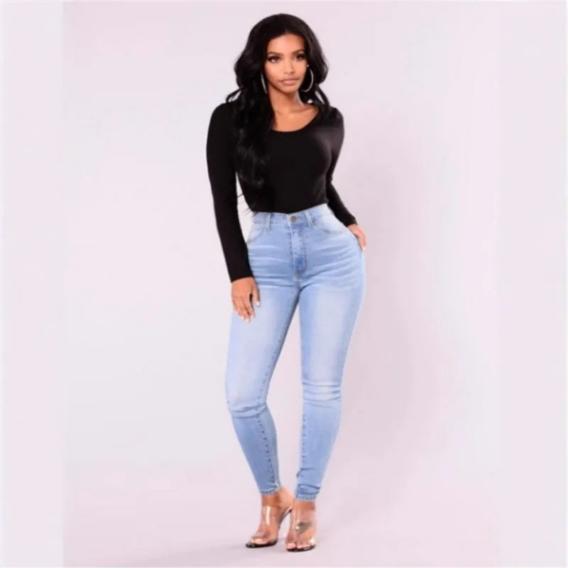 Jean Premium Femme Taille Haute - Denim Stretch Haute Qualité Push-Up