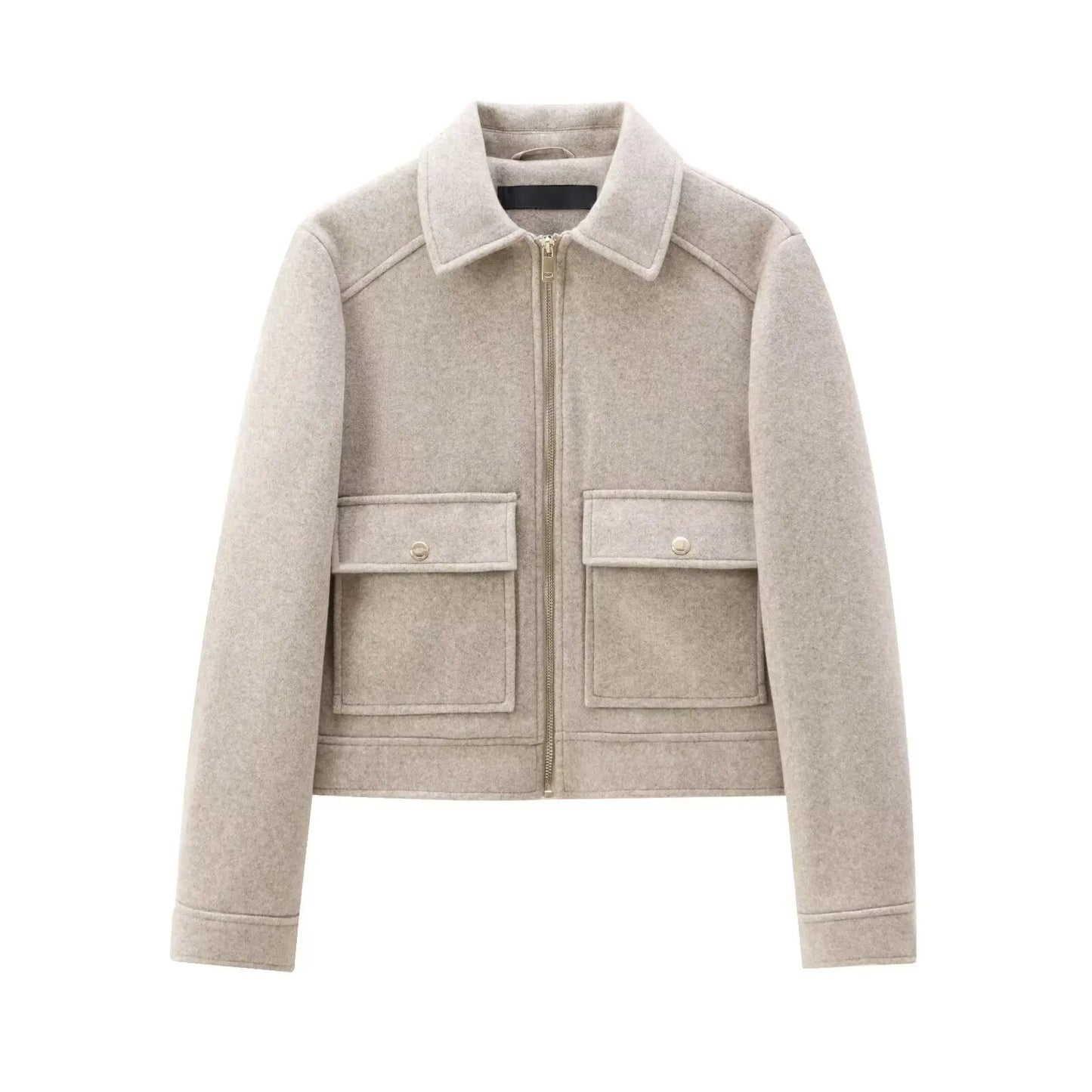 Veste à fermeture éclair pour femme, manteau d'hiver à manches longues avec poches, manteau court de rue élégant pour femme, nouvelle collection - Lencensa 