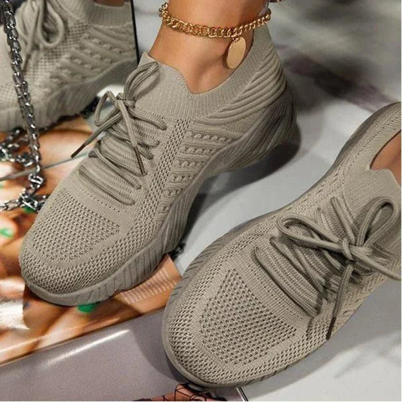 Baskets Femme en Maille Respirante - Chaussures Décontractées à Lacets