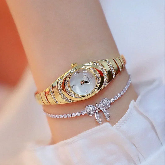 Dames montres à Quartz robe Montre femmes cristal diamant montres or argent horloge femmes Montre Femme
