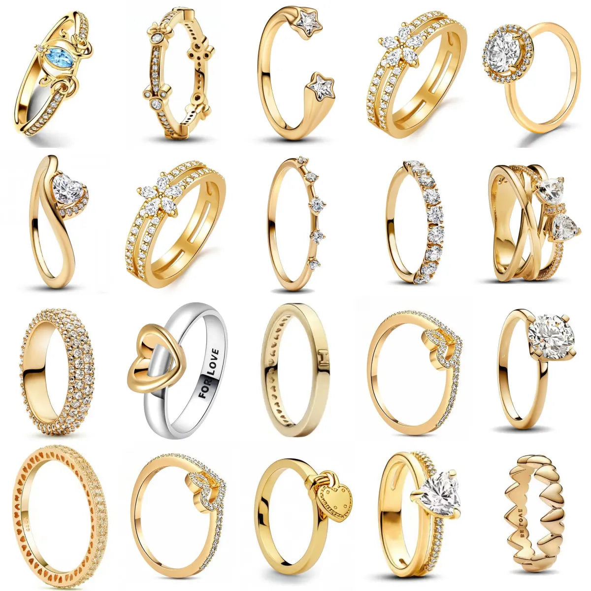 Miniso 925 originaux argent 18K plaqué or princesse voiture coeur Mickey Minnie bague de mariage ensemble pour femme Tiki bijoux cadeau de fête