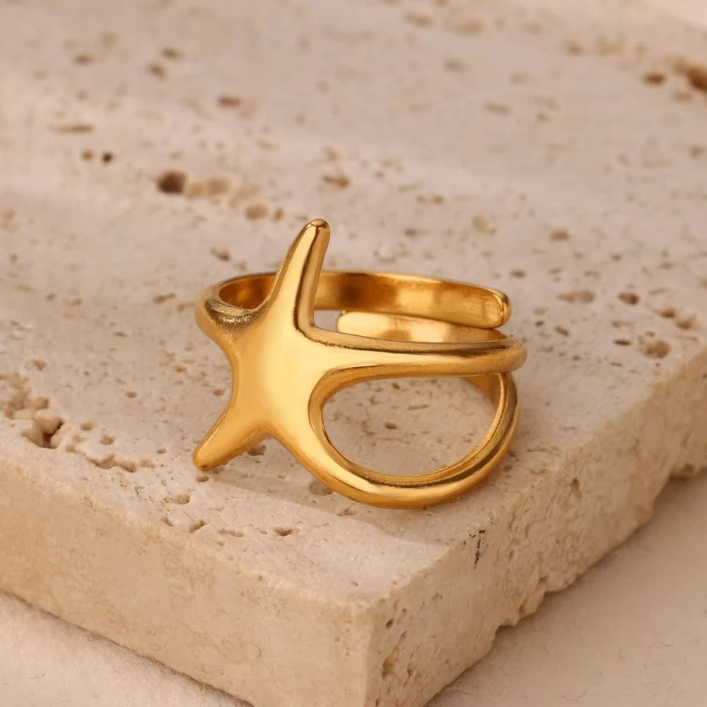 Bagues géométriques en acier inoxydable et Zircon pour femmes, bijoux de luxe, mauvais œil, couleur or, réglables, tendance, cadeau esthétique de mariage