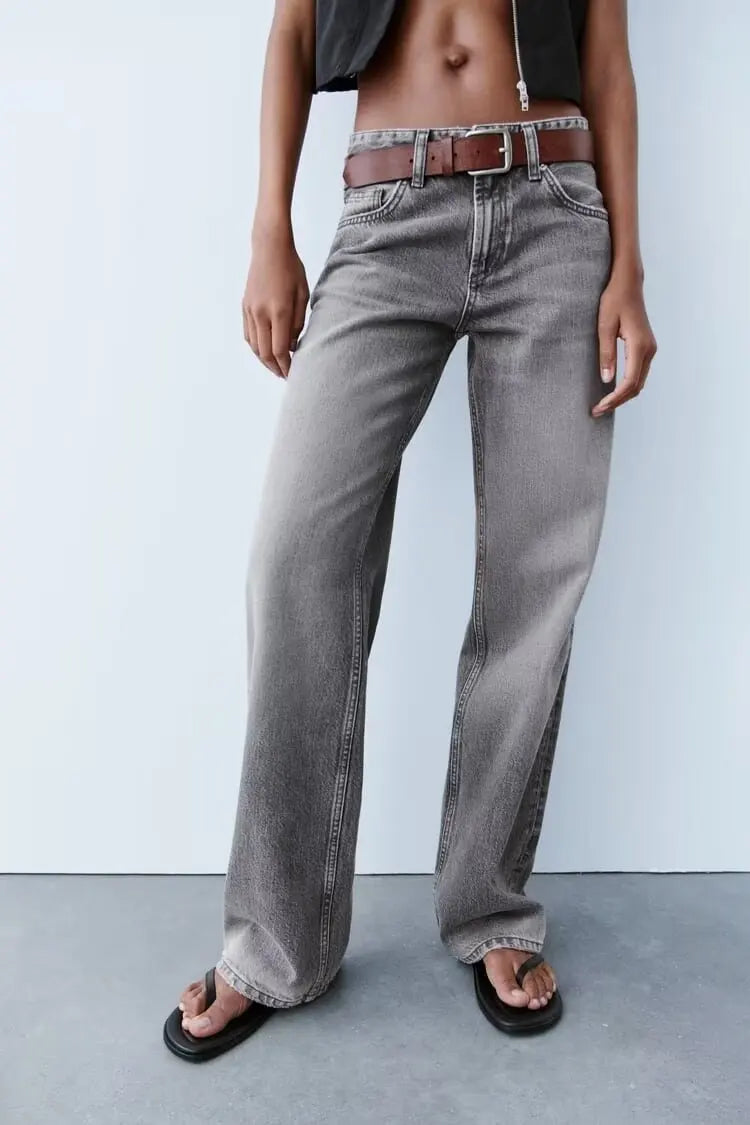 Jean Premium Femme Z1975 - Denim Haute Qualité Taille Droite Y2K 2025