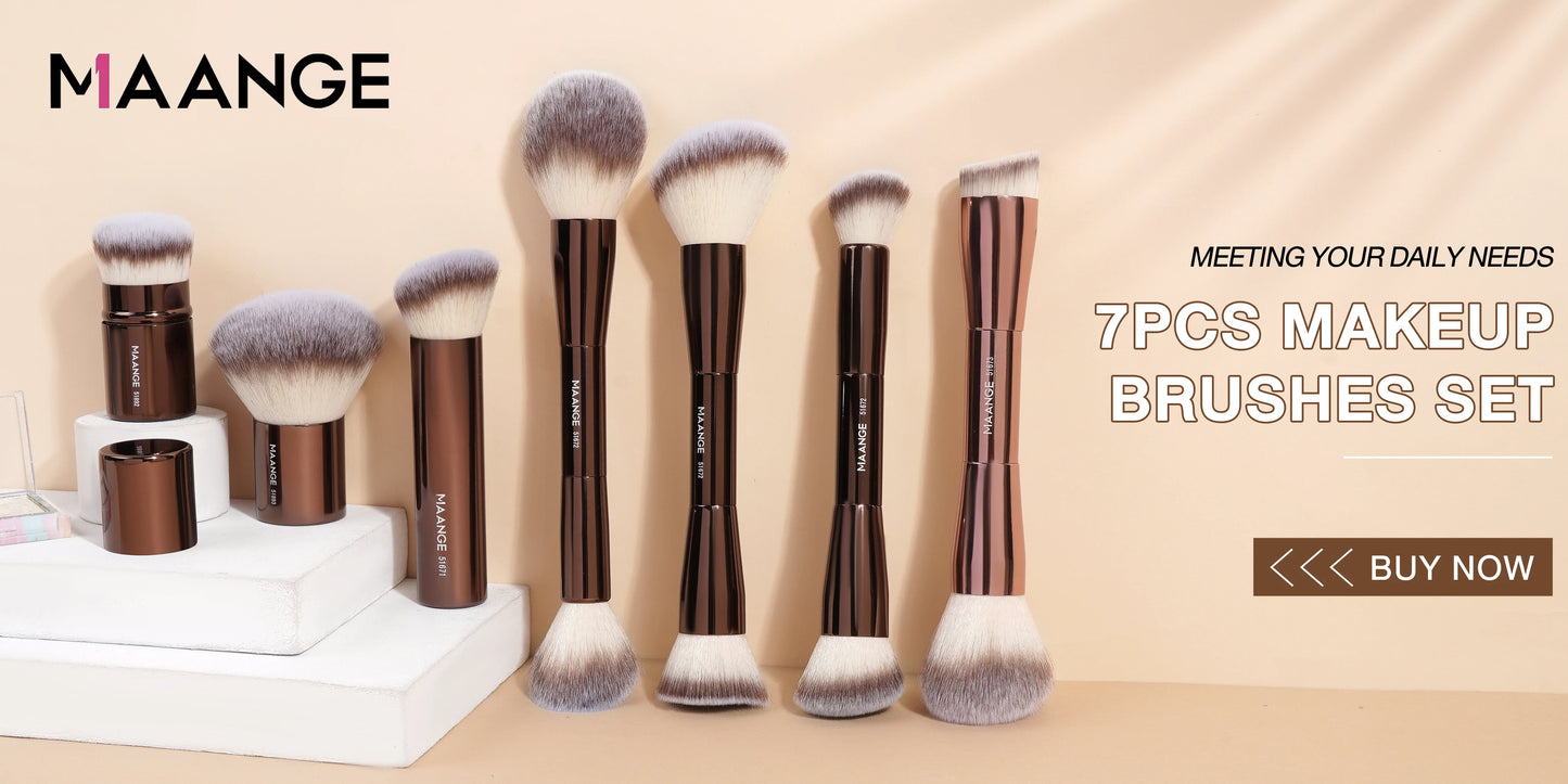 MAANGE-Ensemble de pinceaux de maquillage à double tête, outils de maquillage doux pour la peau, fond de teint, poudre, correcteur, fard à joues, bronzant - Lencensa 