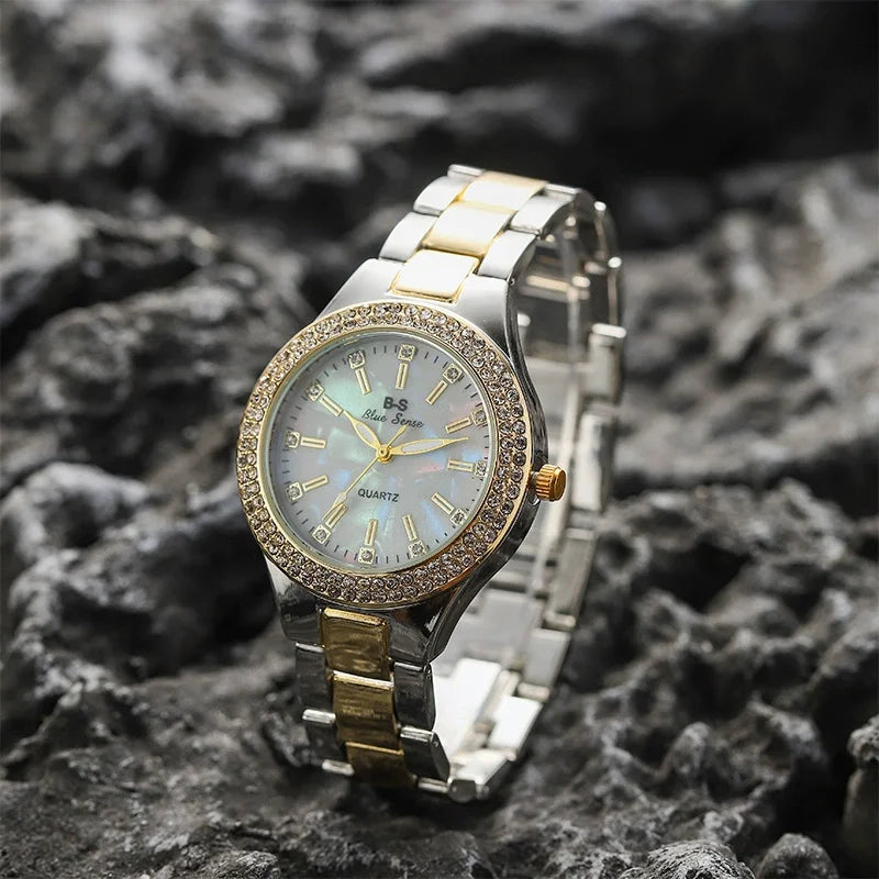Mode dames montres robe or Montre femmes cristal diamant montres en acier inoxydable argent horloge femmes Montre Femme