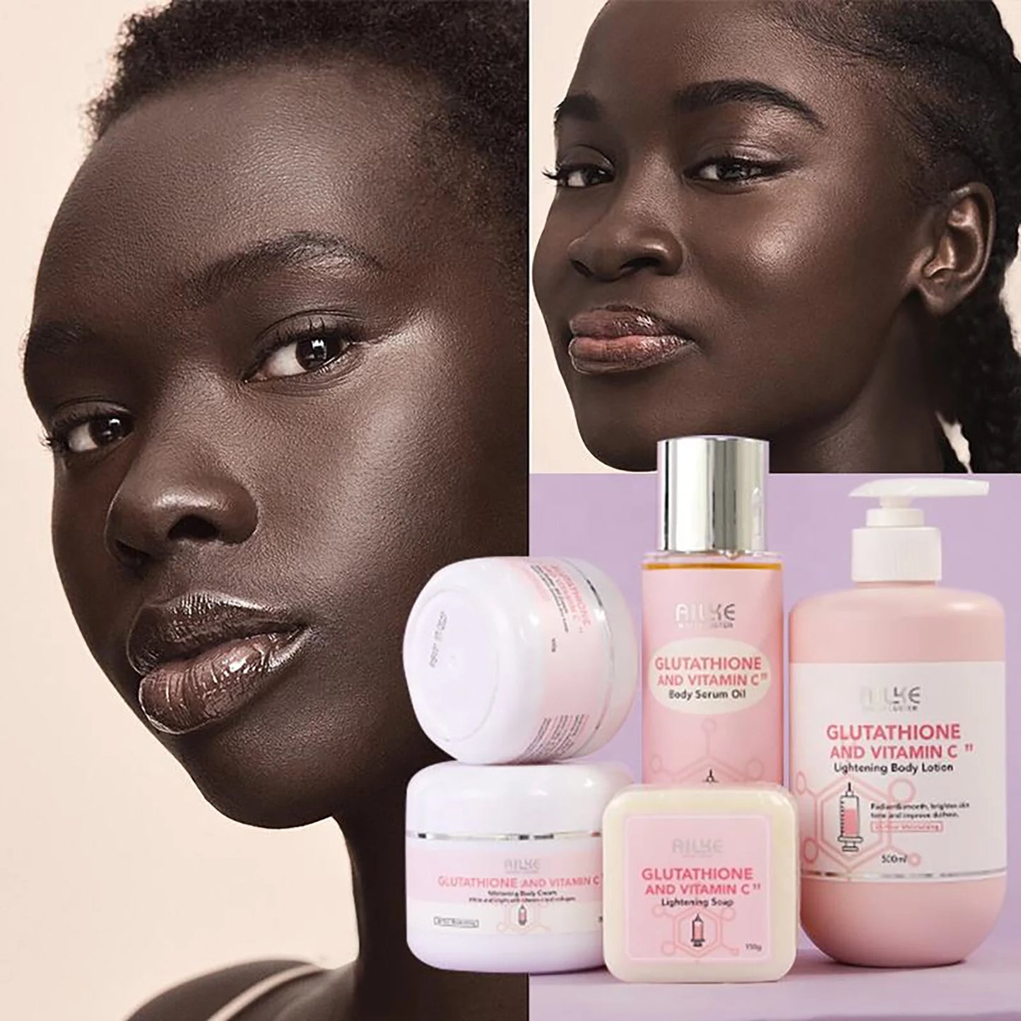 AILKE-Crème hydratante blanchissante pour le visage, élimine les taches noires, soins de la peau du visage, gratitude, corps, glutathion, vitamine C, peau noire, nouvel ensemble