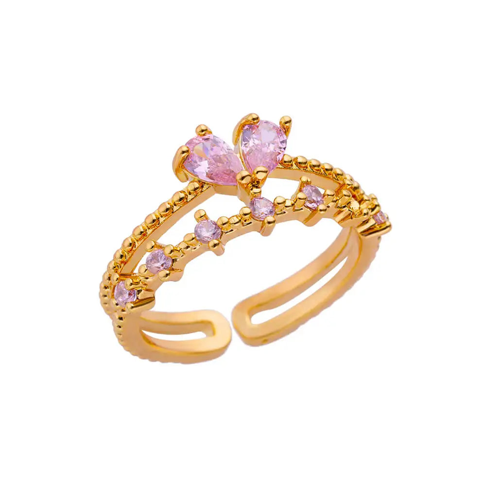 Bague Zircon Dorée Acier Inoxydable - Style Y2K Tendance 2025