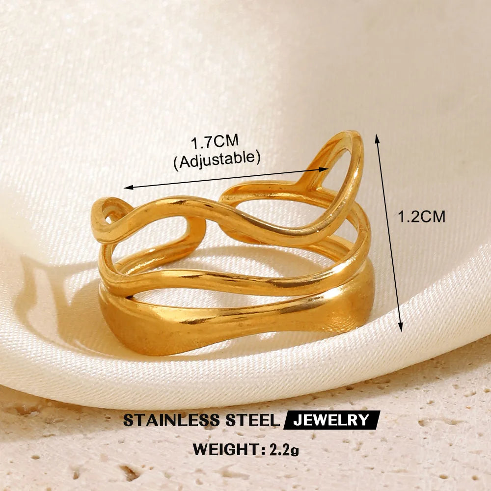 Bague en forme de cœur en acier inoxydable pour femmes, couleur or, anneau creux en métal, Bijoux étanches, cadeau pour petite amie