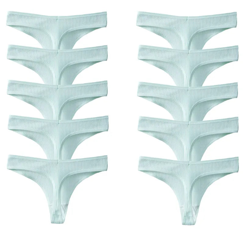 TrowBridge 10 pièces/ensemble culottes pour femmes sous-vêtements rayés en coton tongs de sport Sexy Lingerie douce et confortable string t-backs chauds - Lencensa 