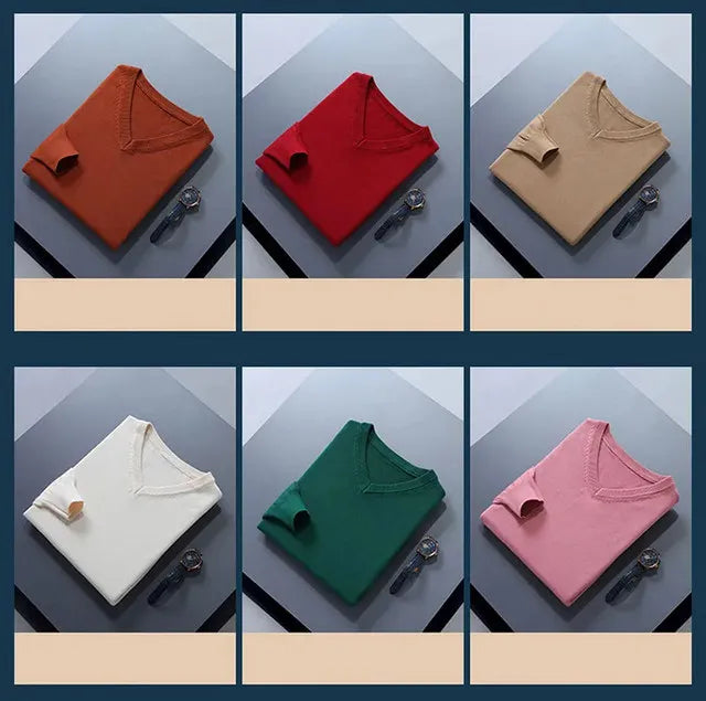 Pull Col V Homme Cachemire - Lencensa Collection Automne-Hiver - Lencensa 