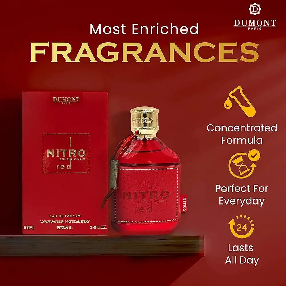 Nitro Red Dumont HOMMES Parfum arabe moyen-orient Parfum homme Parfum femme Parfum longue durée 100 ml - Lencensa 