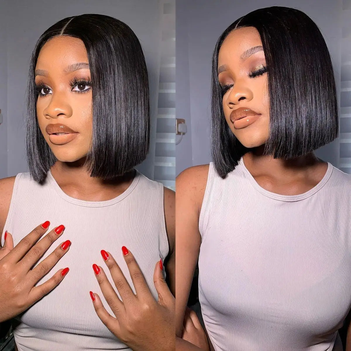 Perruque Bob brésilienne courte 13x4 dentelle frontale perruque de cheveux humains pour les femmes perruques Bob transparentes 200% densité droite Bob perruques 14 16 pouces