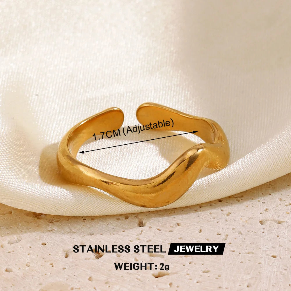 Bague en forme de cœur en acier inoxydable pour femmes, couleur or, anneau creux en métal, Bijoux étanches, cadeau pour petite amie