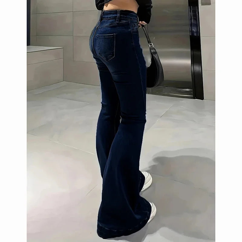 Jean Évasé Premium Femme Taille Haute - Denim Stretch Haute Qualité Bootcut