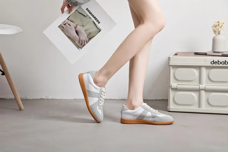 Baskets Femme en Cuir Véritable - Chaussures Décontractées Printemps 2025