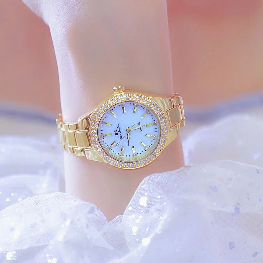 Mode dames montres robe or Montre femmes cristal diamant montres en acier inoxydable argent horloge femmes Montre Femme