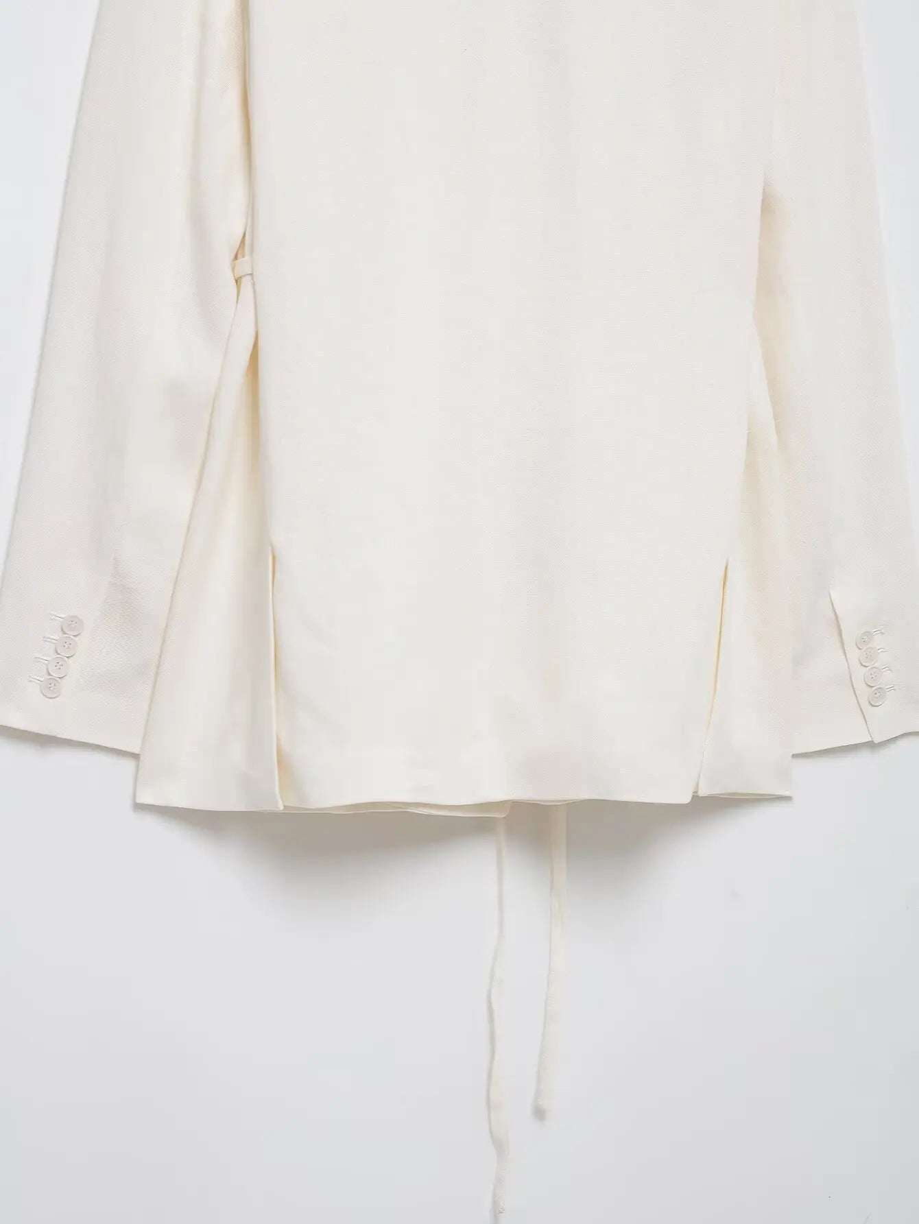 HH – costumes pour femmes, col rabattu blanc, manches longues, blazer à lacets + pantalon Long taille haute avec fermeture éclair, ensembles de mode printemps - Lencensa 