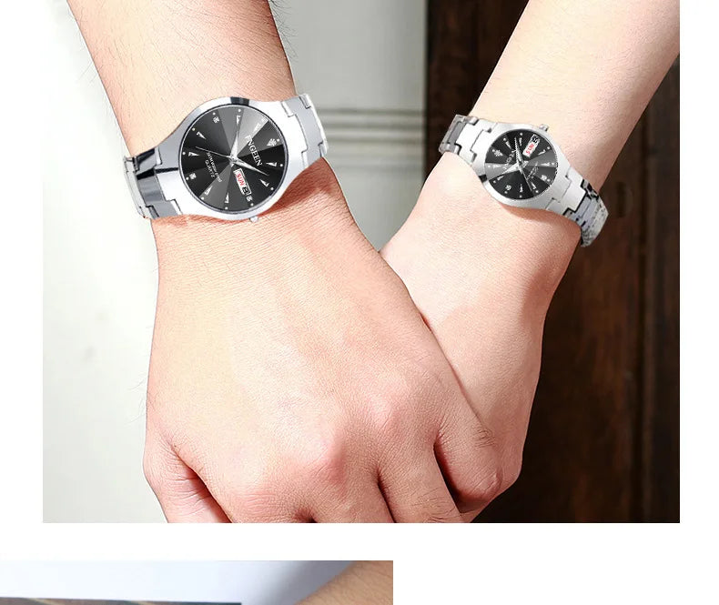 FNGEEN-Montre à Quartz de Luxe en Acier Inoxydable pour Homme et Femme, Montre-Bracelet Étanche pour Couple, Amoureux, 2023, 5808