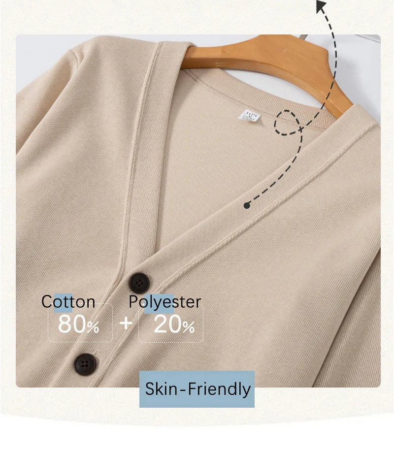 Cardigan Homme BROWON - Pull Col V 80% Coton Mode Coréenne - Lencensa 