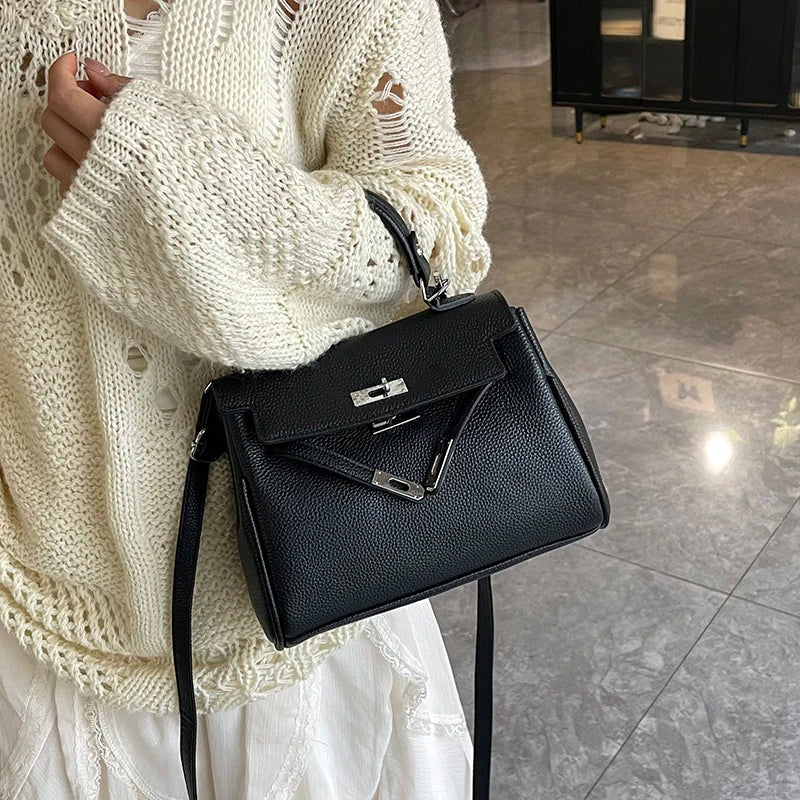 Sac messager en cuir classique pour femmes, sac à bandoulière, fourre-tout de marque de luxe, célèbre styliste populaire élégant - Lencensa 