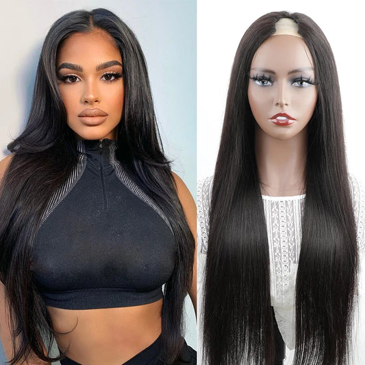 Sophia-Perruque Brésilienne en Cheveux Naturels Lisses pour Femme, Sans Laisser de Traces