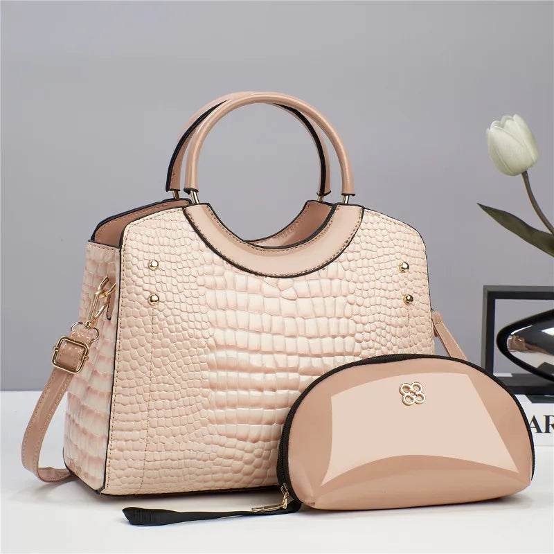 Sac à main décontracté en cuir brillant pour femmes, fourre-tout de luxe de styliste, grande capacité, sacs de marque pour dames