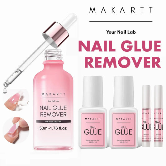 Makartt Dissolvant de colle et de colle à ongles super fort, déboucheur de colle rapide |   Facile retrait avec un applicateur compte-gouttes pour presse sur les ongles