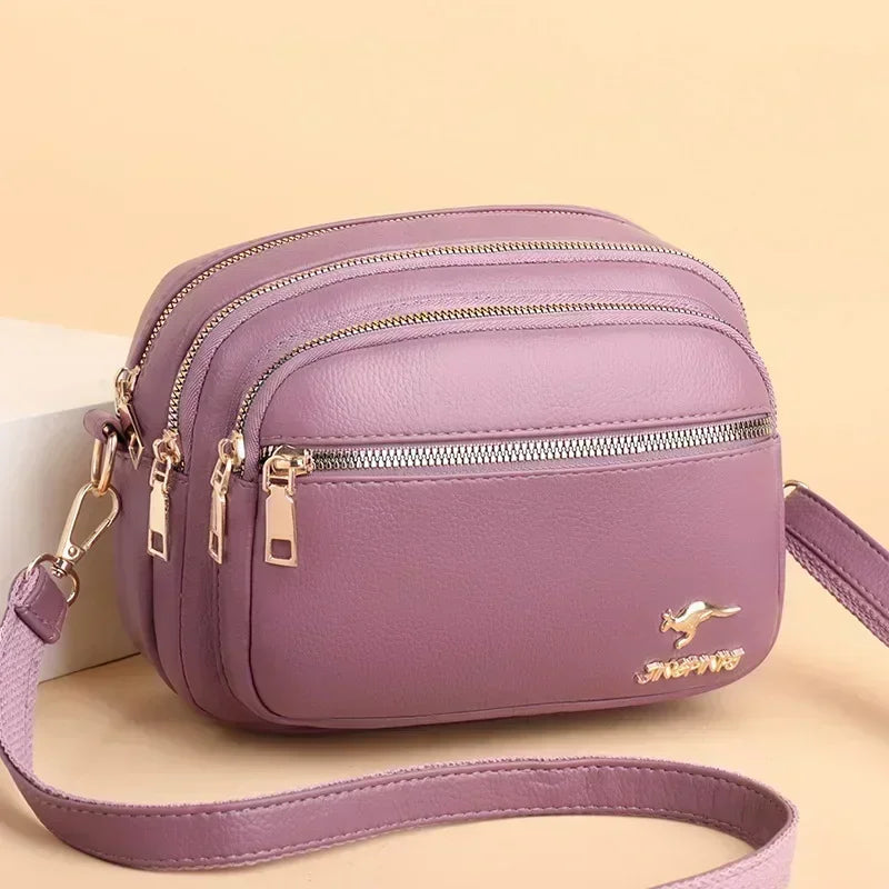 Sac à main en cuir souple pour femme, multi-poches, résistant à l'usure, haute qualité, sac messager initié, luxe, mode