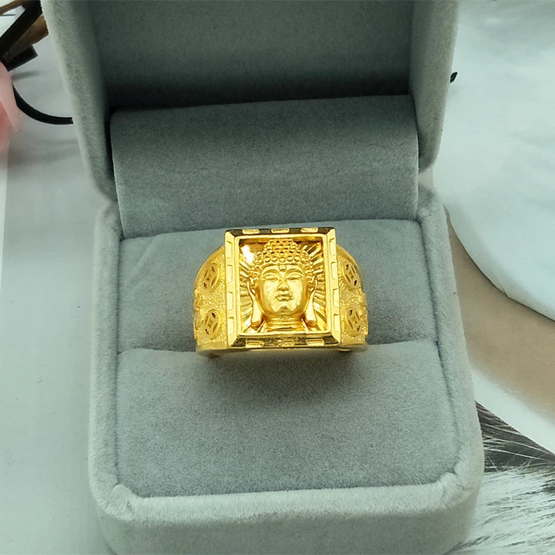 Véritables matiques en or 18 carats pour hommes, matiques de document, père, frère, tête de bouddha, religion, ne se décolore pas, bijoux fins, cadeaux, 100%