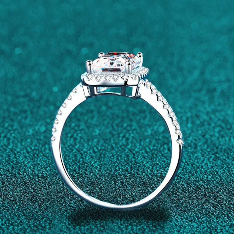 NeeTim – bague Moissanite 2 carats pour femmes, diamant taille émeraude rayonnante, argent Sterling 925 avec bracelet de mariée plaqué or 18 carats