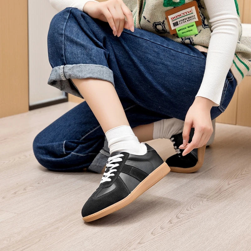 Baskets Femme en Cuir Véritable - Chaussures Décontractées Printemps 2025