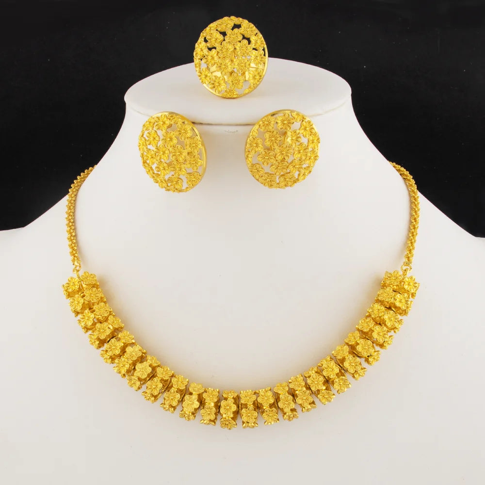 Ensemble Bijoux Luxe Plaqué Or - Collection Dubai Noble Unisexe