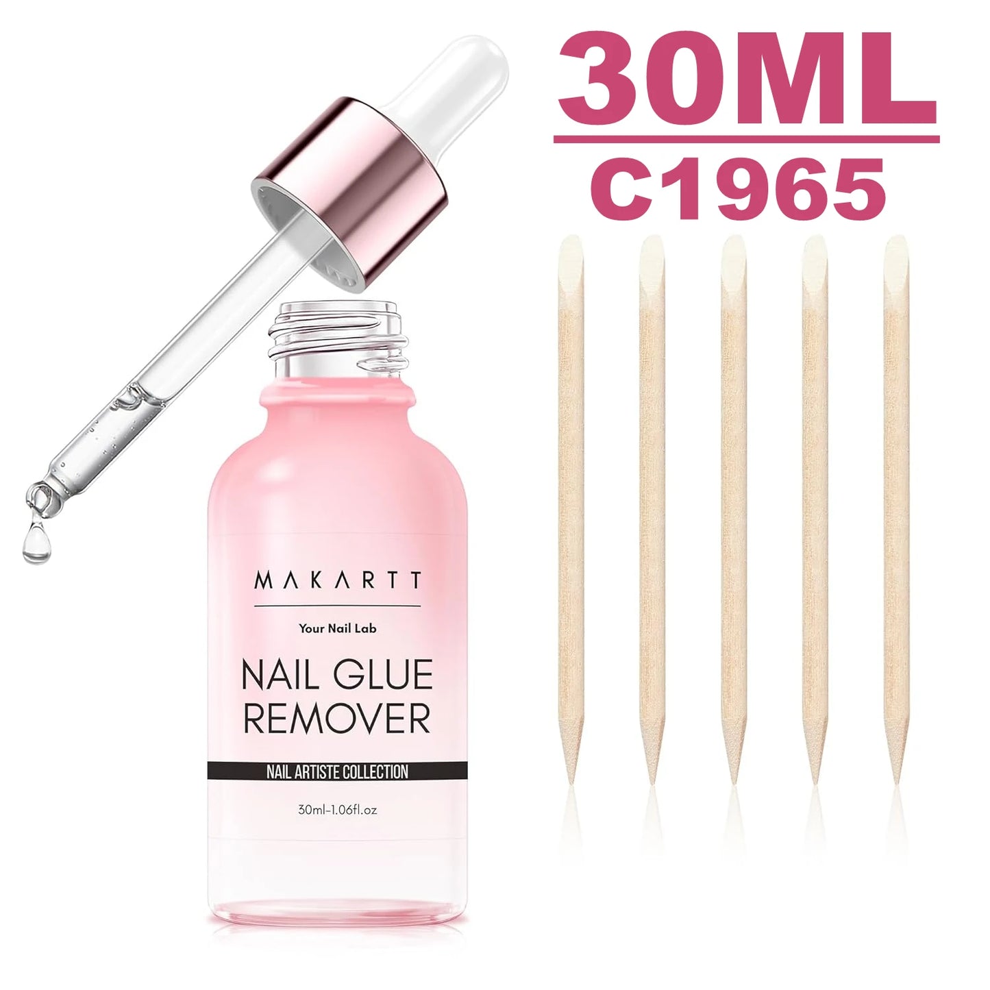 Makartt Dissolvant de colle et de colle à ongles super fort, déboucheur de colle rapide |   Facile retrait avec un applicateur compte-gouttes pour presse sur les ongles