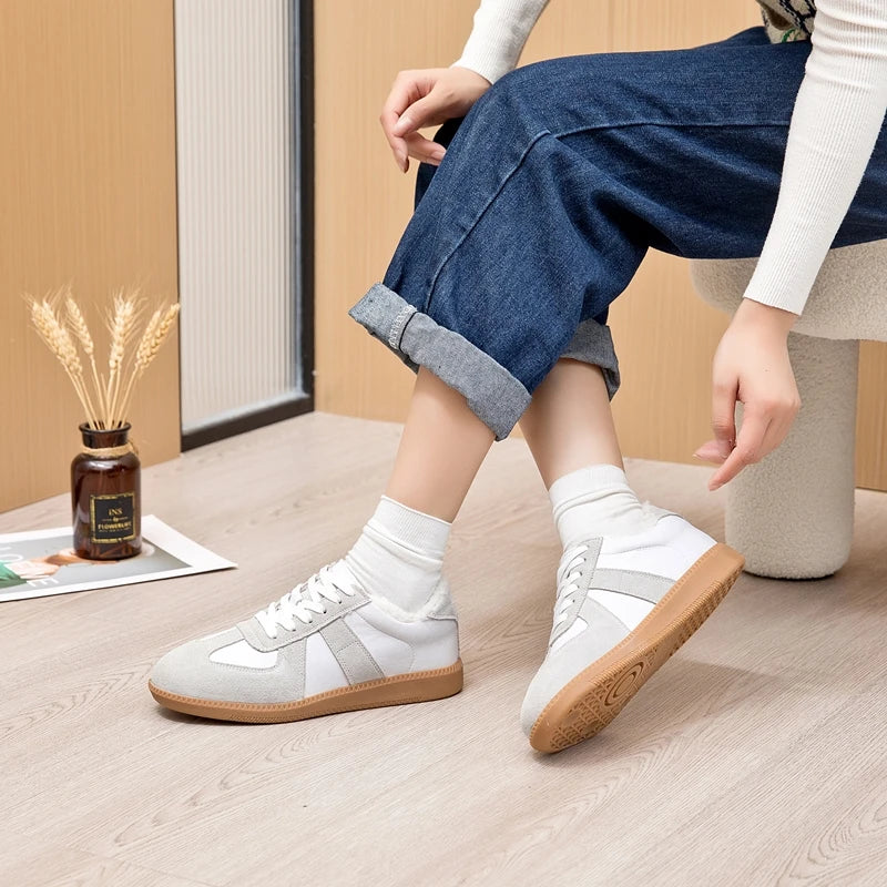 Baskets Femme en Cuir Véritable - Chaussures Décontractées Printemps 2025