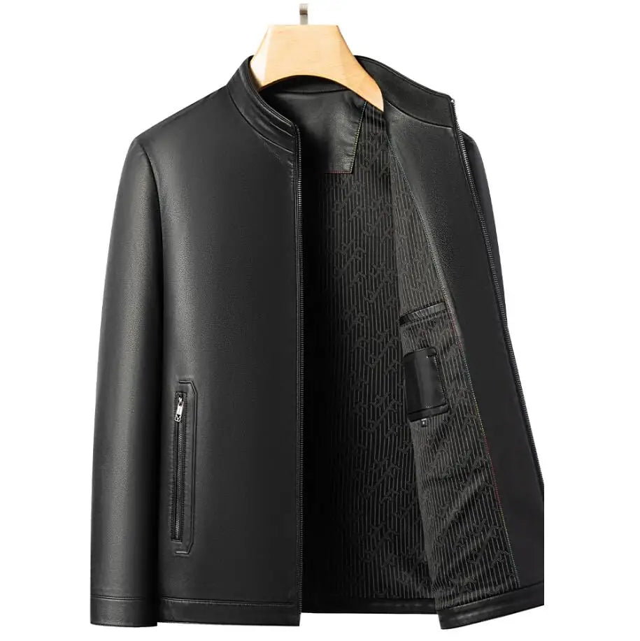 Veste Cuir Véritable Premium Lencensa - Col Montant Mode Jeune - Qualité Exceptionnelle
