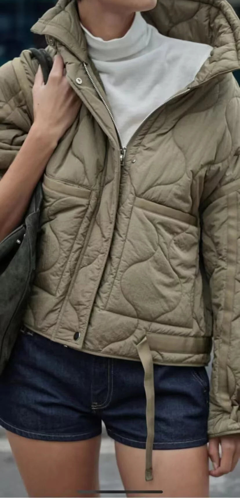 Veste d'hiver en coton pour femmes, nouveau style européen et américain, col montant, ample, cordon de serrage, fermeture éclair - Lencensa 