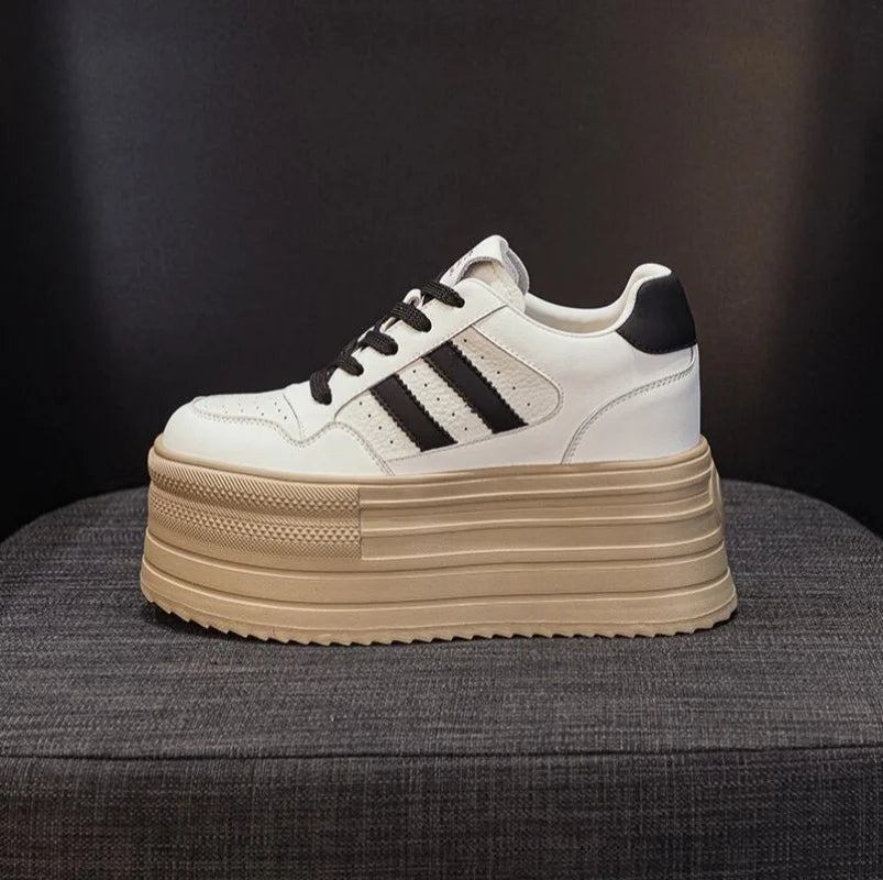 Lencensa - Baskets Compensées Femme Premium | Chaussures Cuir Véritable 10cm de Qualité Supérieure
