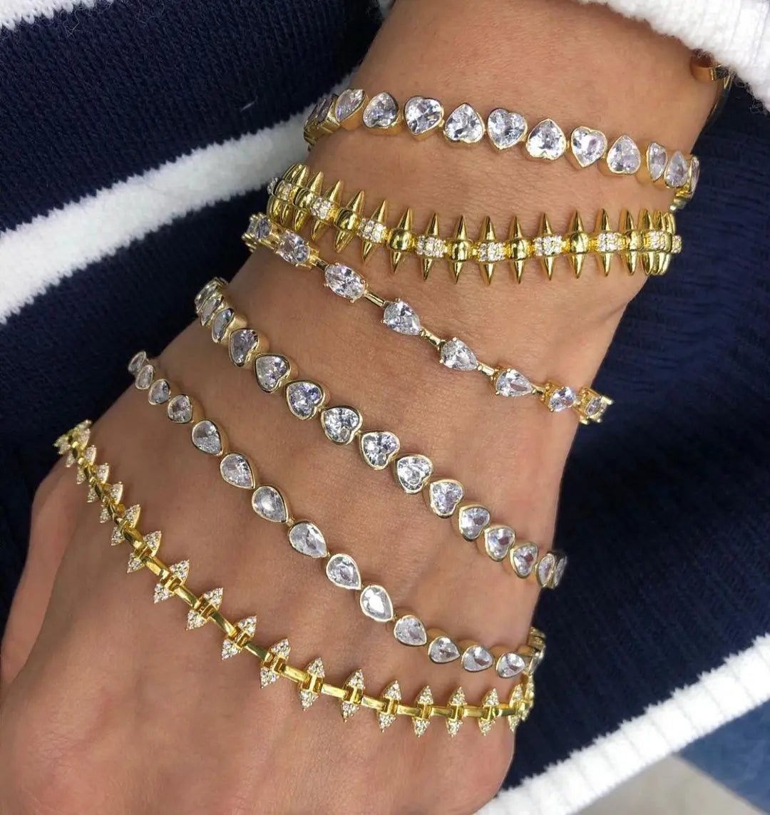 Bracelet en zircone cubique 5A CZ, lunette géométrique de différentes formes, chaîne de Tennis, bijoux classiques à la mode pour femmes
