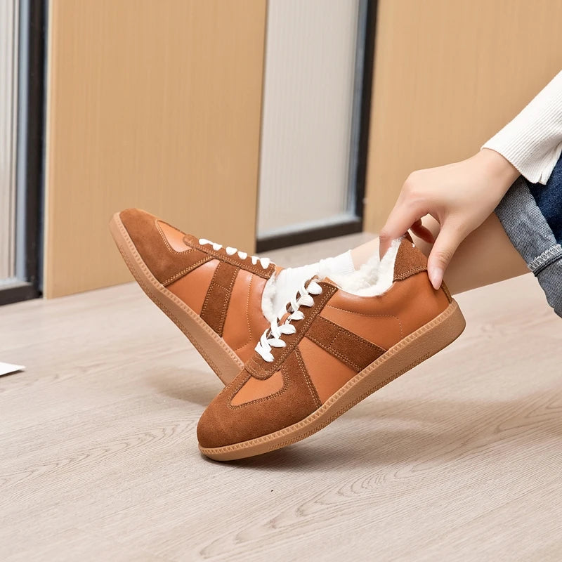 Baskets Femme en Cuir Véritable - Chaussures Décontractées Printemps 2025