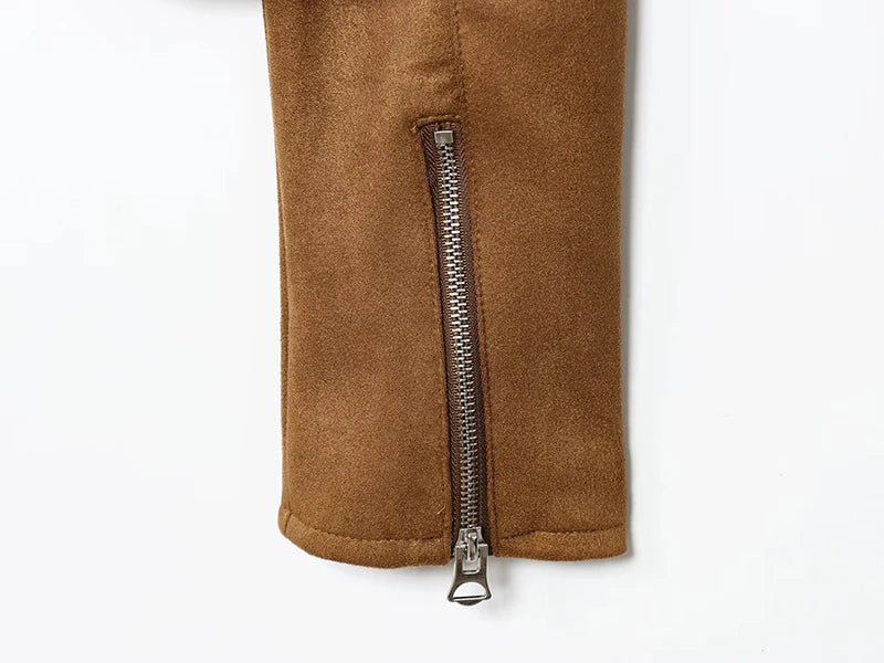 RAFZNB  lencensa femmes vestes courtes manteaux automne hiver mode fermeture éclair décoration à manches longues manteaux Streetwear vêtements de dessus pour femmes hauts