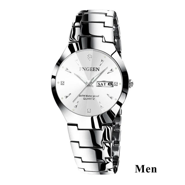 FNGEEN-Montre à Quartz de Luxe en Acier Inoxydable pour Homme et Femme, Montre-Bracelet Étanche pour Couple, Amoureux, 2023, 5808