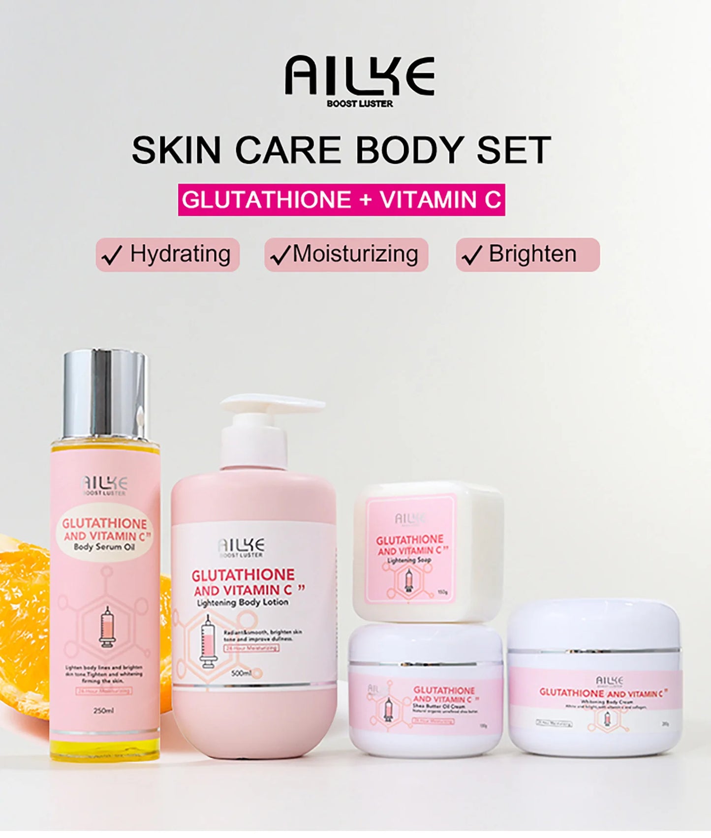 AILKE-Crème hydratante blanchissante pour le visage, élimine les taches noires, soins de la peau du visage, gratitude, corps, glutathion, vitamine C, peau noire, nouvel ensemble