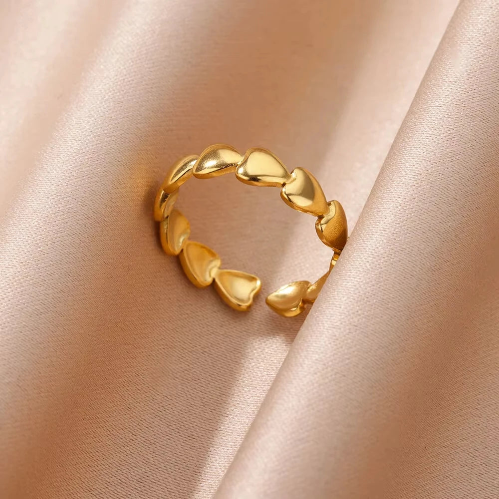 Bagues géométriques en acier inoxydable et Zircon pour femmes, bijoux de luxe, mauvais œil, couleur or, réglables, tendance, cadeau esthétique de mariage