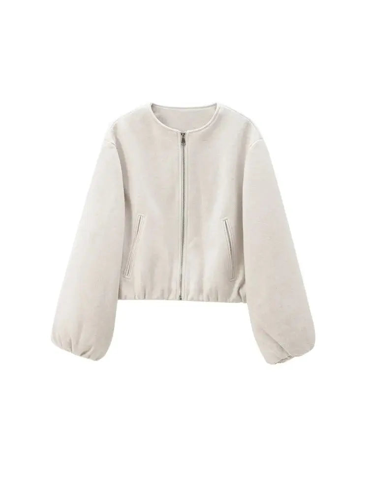 Veste Bombardier Femme Surdimensionnée - Manteau Zippé Tendance