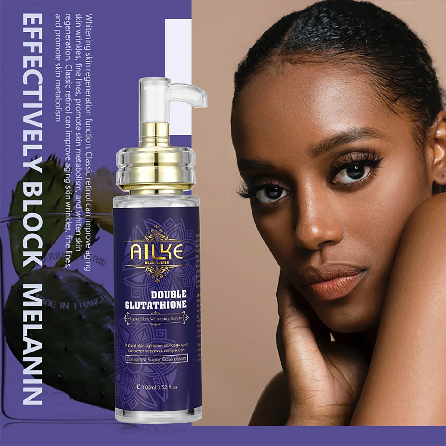 AILKE – ensemble de soins pour la peau blanchissant, éclaircissant, avec double glutathion, réduit les taches noires, foncées et blanches, pour tous les Types de peau