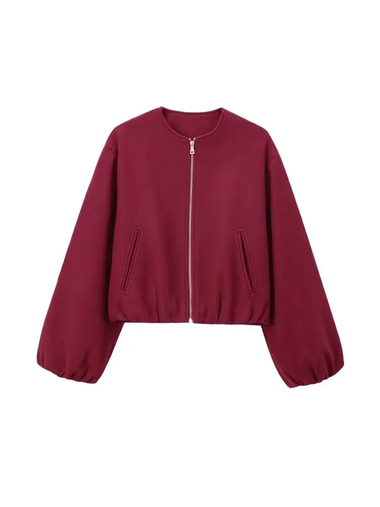 Veste Bombardier Femme Surdimensionnée - Manteau Zippé Tendance