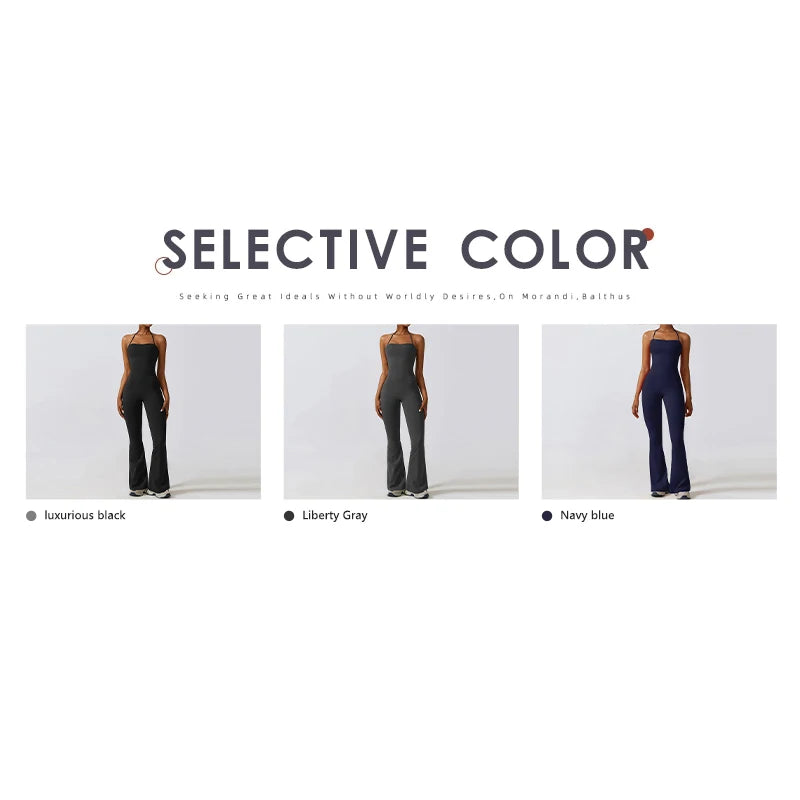 Combinaison Yoga Femme - Évasé Dos Nu Sans Manches - Lencensa 