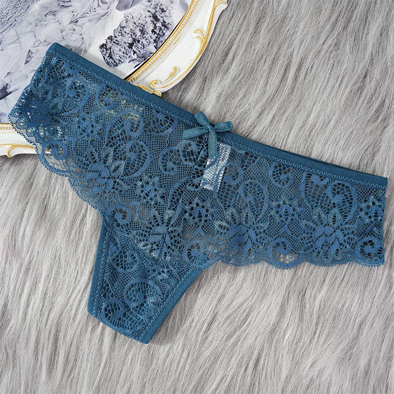 String Femme Dentelle - Taille Basse Transparent - Lencensa 