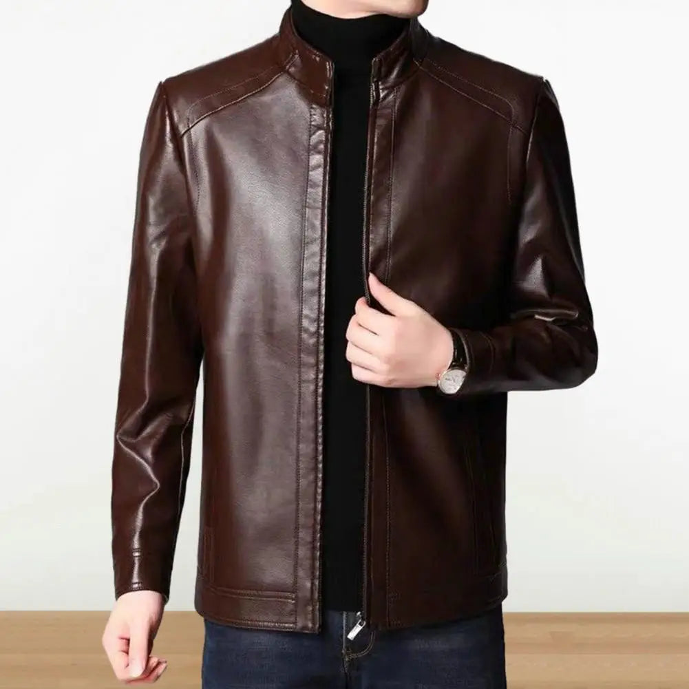 Veste Moto Premium Lencensa -  Cuir Col Montant - Qualité Exceptionnelle Automne